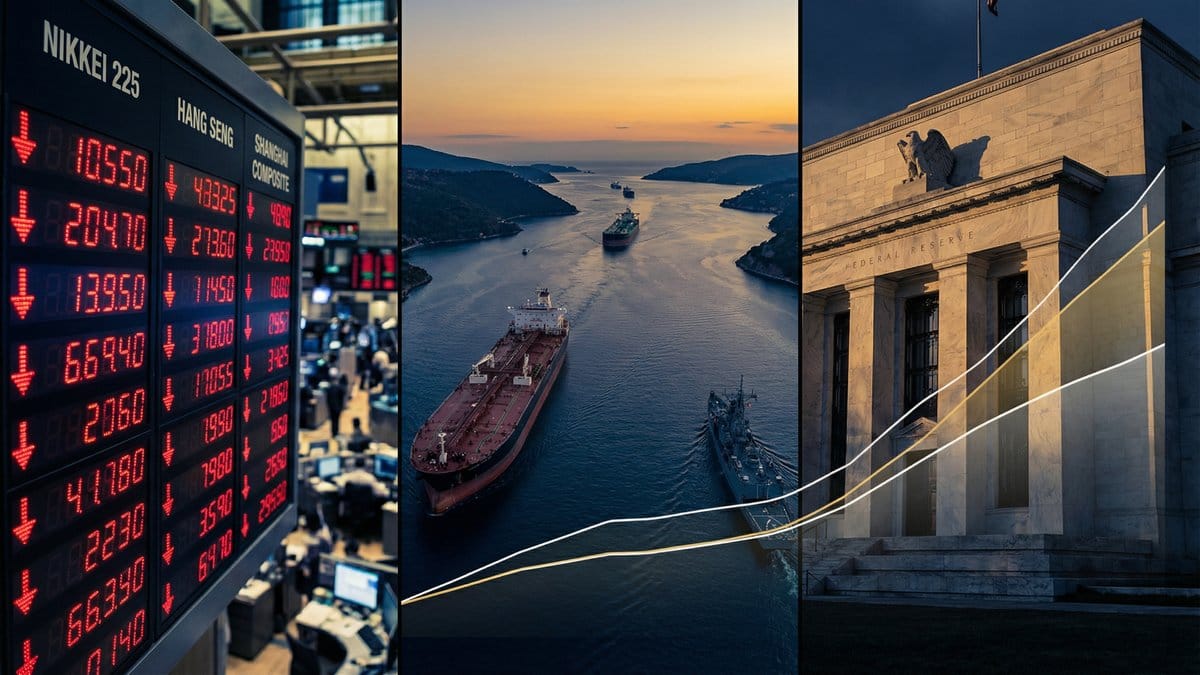 Global markets react to Iran war oil disruption with Asian stocks falling and Federal Reserve policy uncertainty rising