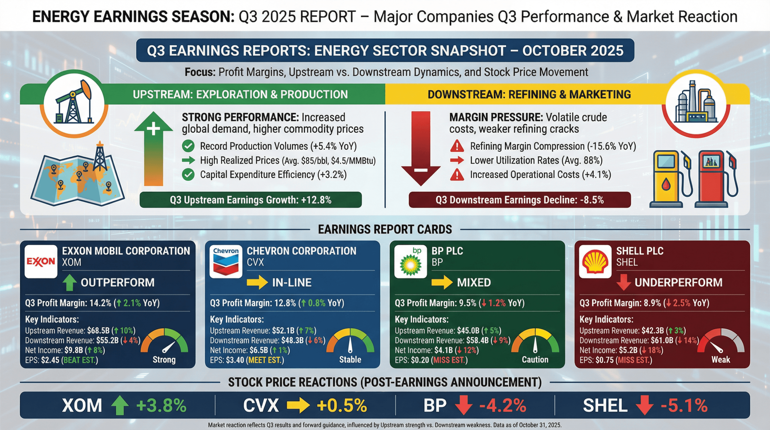 Professional US oil inventory infographic for October 2025. Central visual: A series of oil storage tanks with rising levels. Displays headline: 