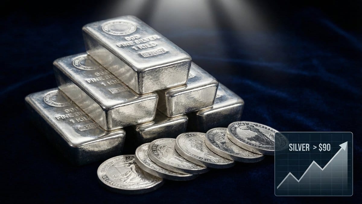Silver bars representing the precious metals rally