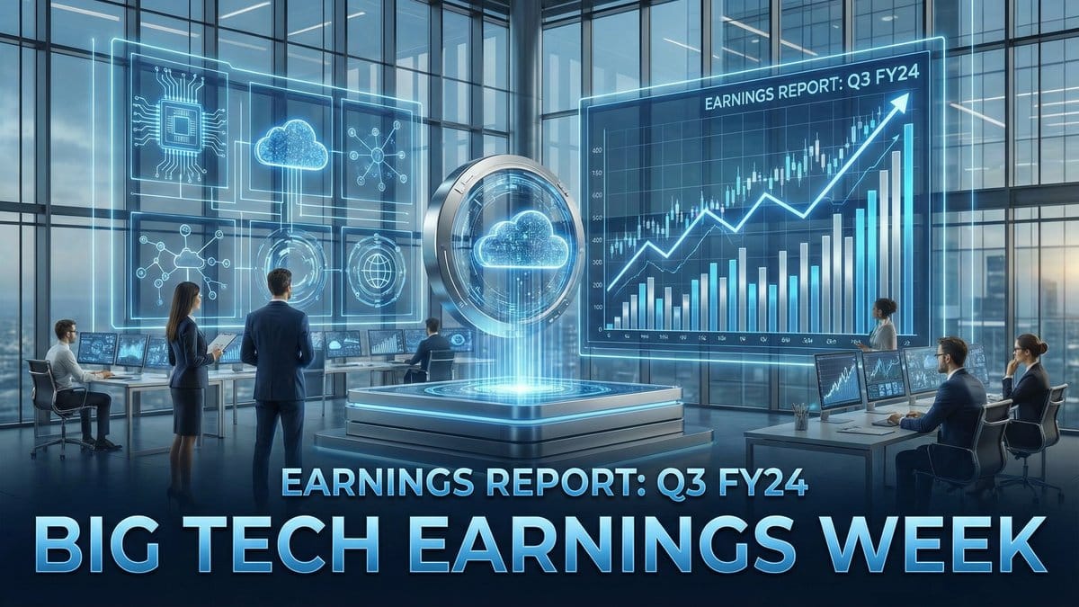 Big tech earnings week visualization with financial charts