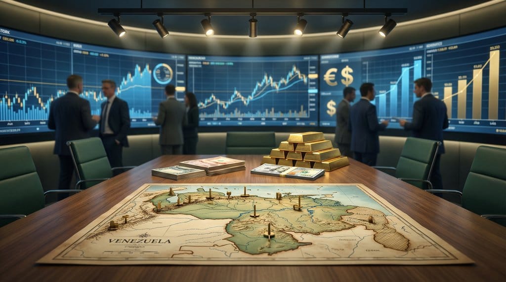 Geopolitical map of Venezuela with financial markets