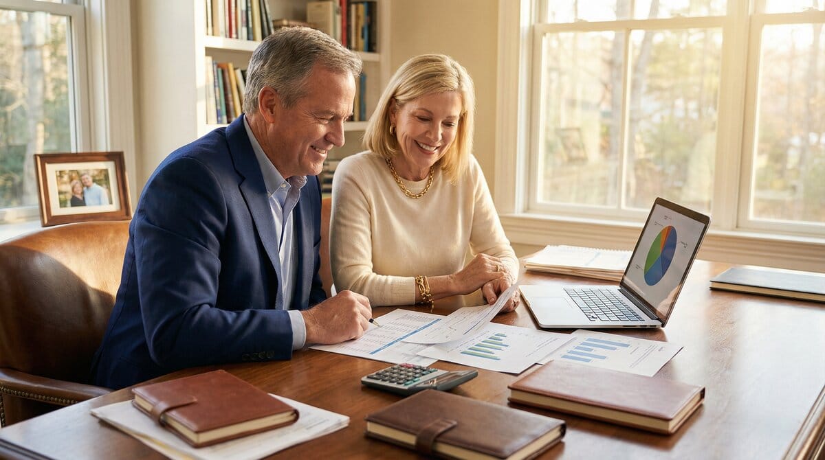 Couple planning retirement