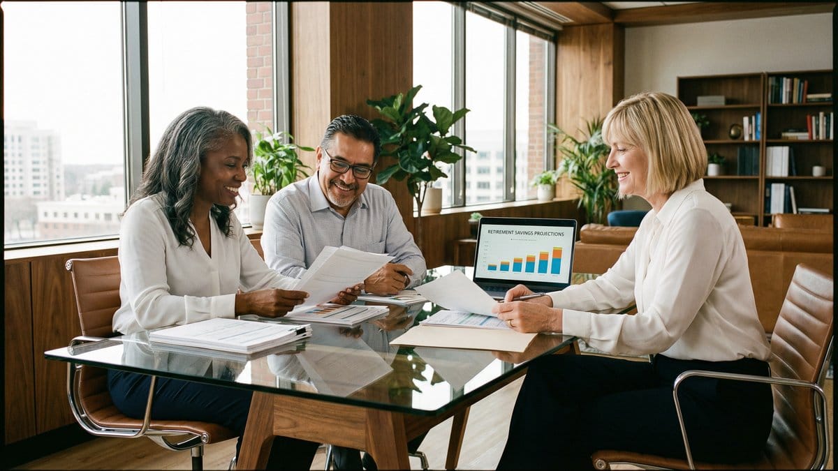 Financial advisors reviewing 2026 retirement contribution limits and savings projections