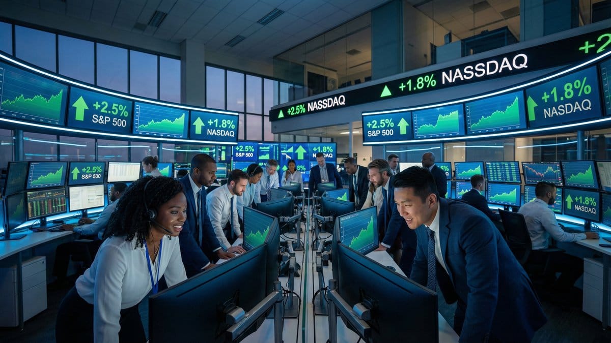 Stock market trading floor showing S&P 500 and Nasdaq gains – Daily Market Report March 24, 2026