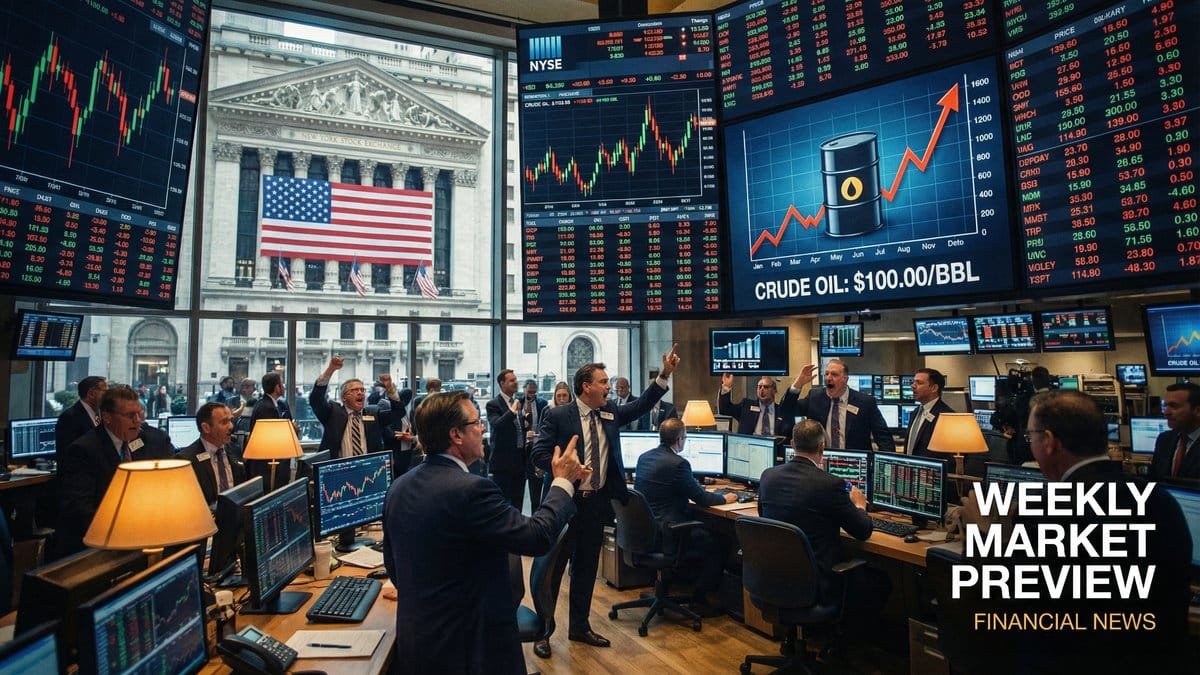 NYSE trading floor with oil price surge and market volatility - Week of March 9, 2026