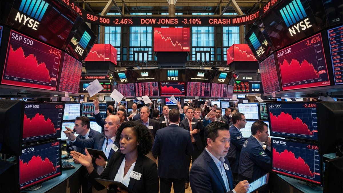 Wall Street traders monitor declining markets on March 19, 2026 as S&P 500 and Dow Jones fall amid Fed decision and Iran war oil price surge