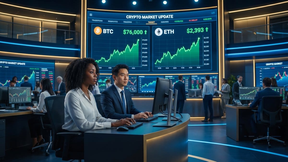 Crypto Market Update: Bitcoin and Ethereum traders monitoring price charts on April 22, 2026