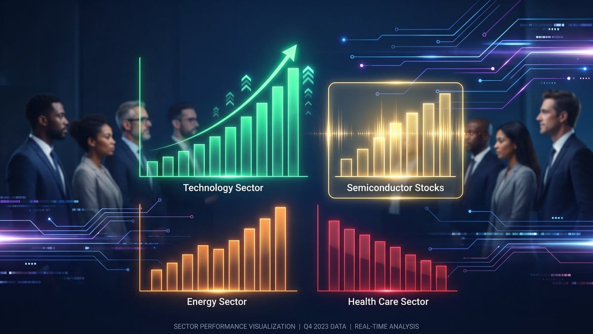 Sector performance visualization showing technology and semiconductor stocks outperforming