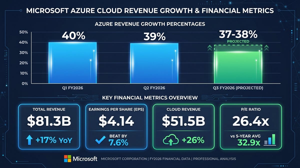 Microsoft Azure cloud revenue growth chart and key financial metrics for FY2026