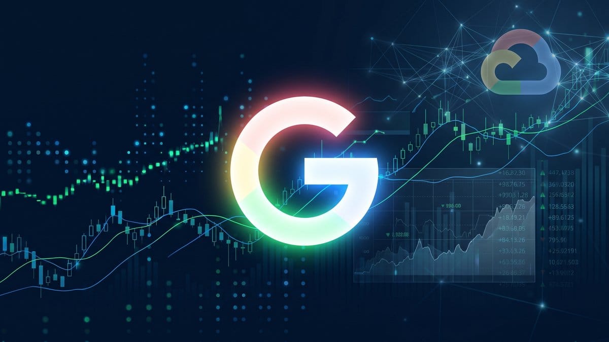 Alphabet GOOGL stock analysis with Google logo and financial charts