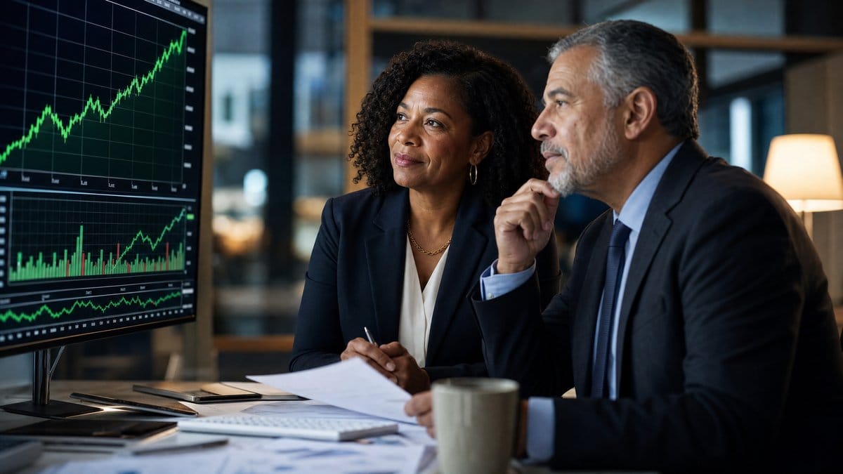 Investors reviewing market data and portfolio performance amid the new Federal Reserve leadership