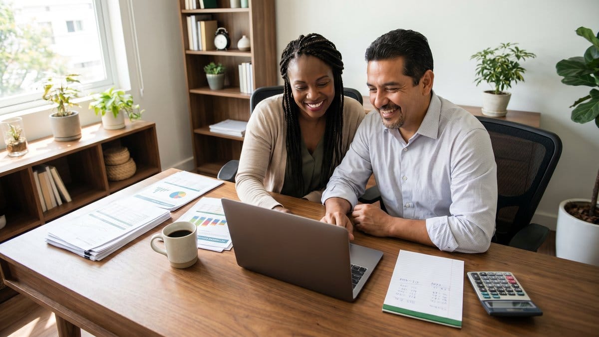 Couple reviewing retirement savings and contribution limits on a laptop at home