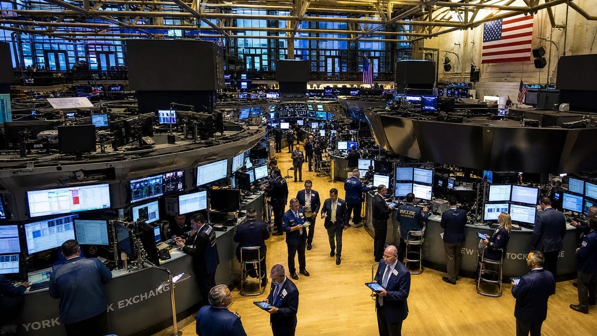 Traders on the New York Stock Exchange floor during active trading session, June 29 2026