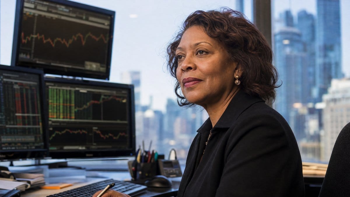 Financial advisor analyzing market data