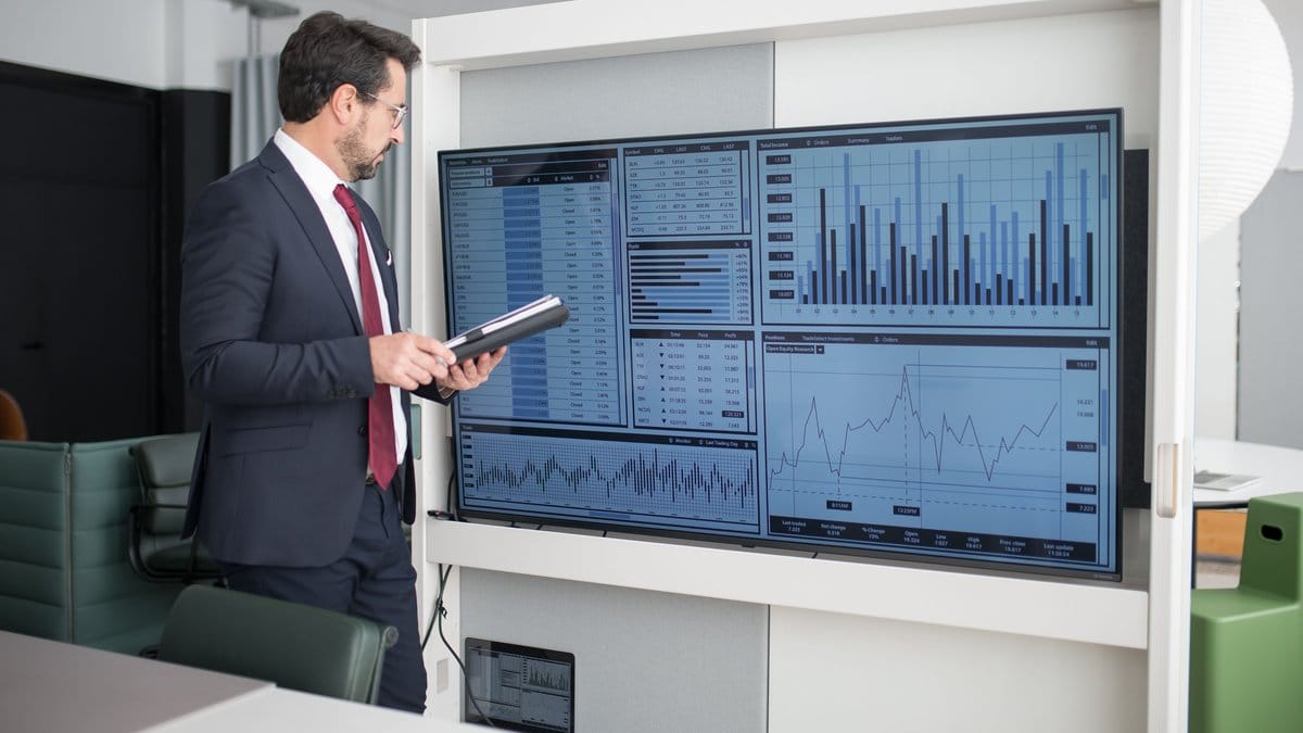 Financial analyst reviewing market data