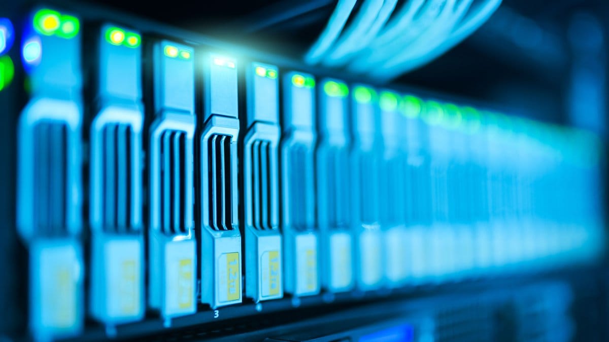 Close-up view of network server hardware representing digital asset infrastructure