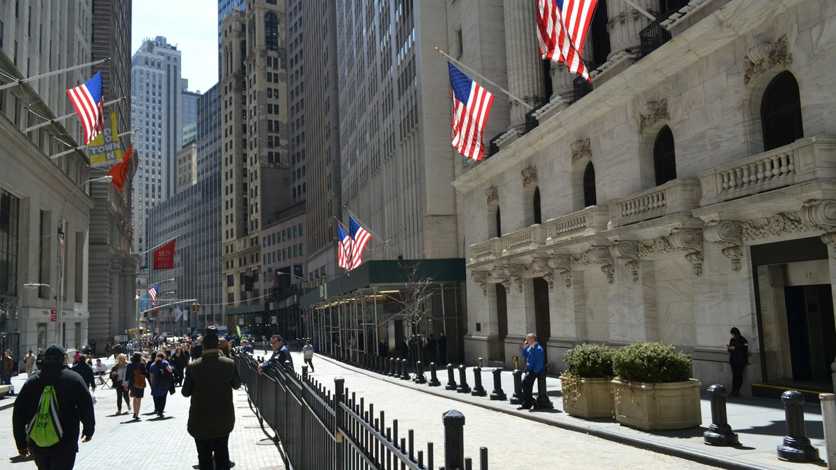 Wall Street outside the New York Stock Exchange before the Federal Reserve decision