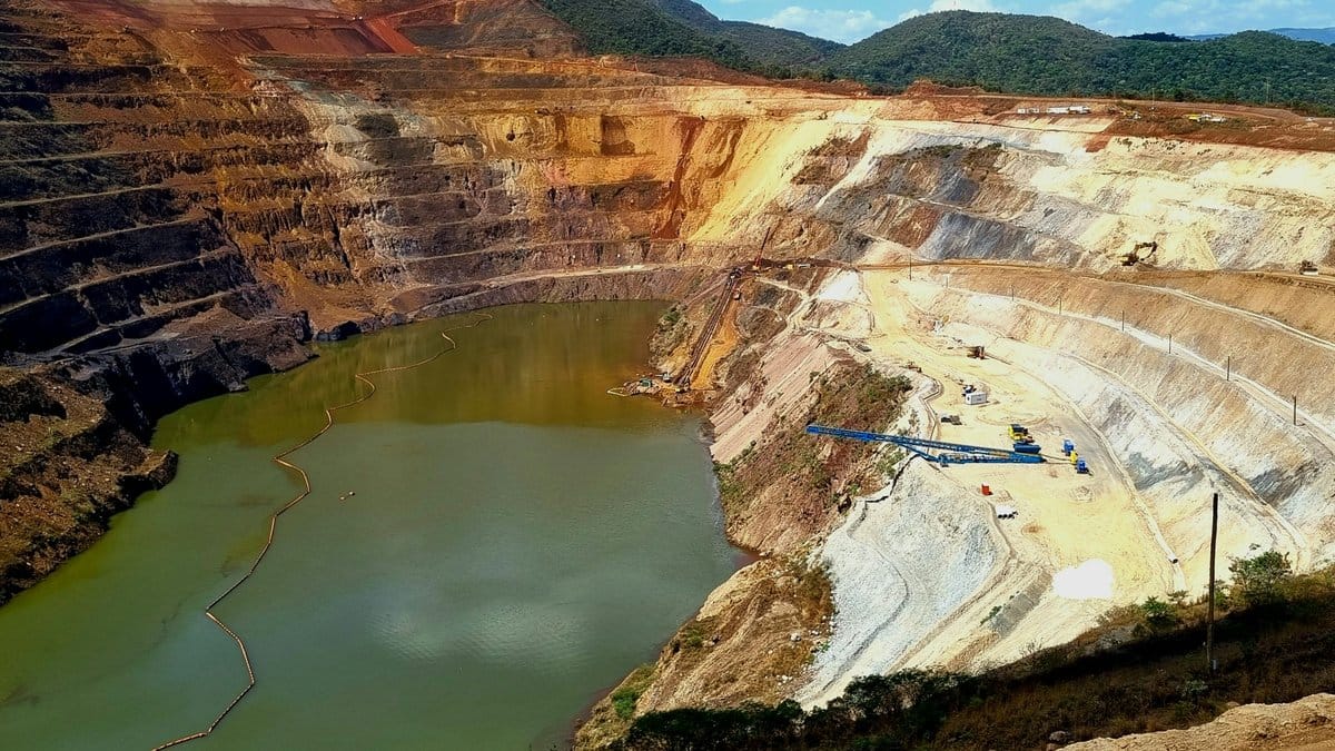 Open-pit mine illustrating precious metals mining operations