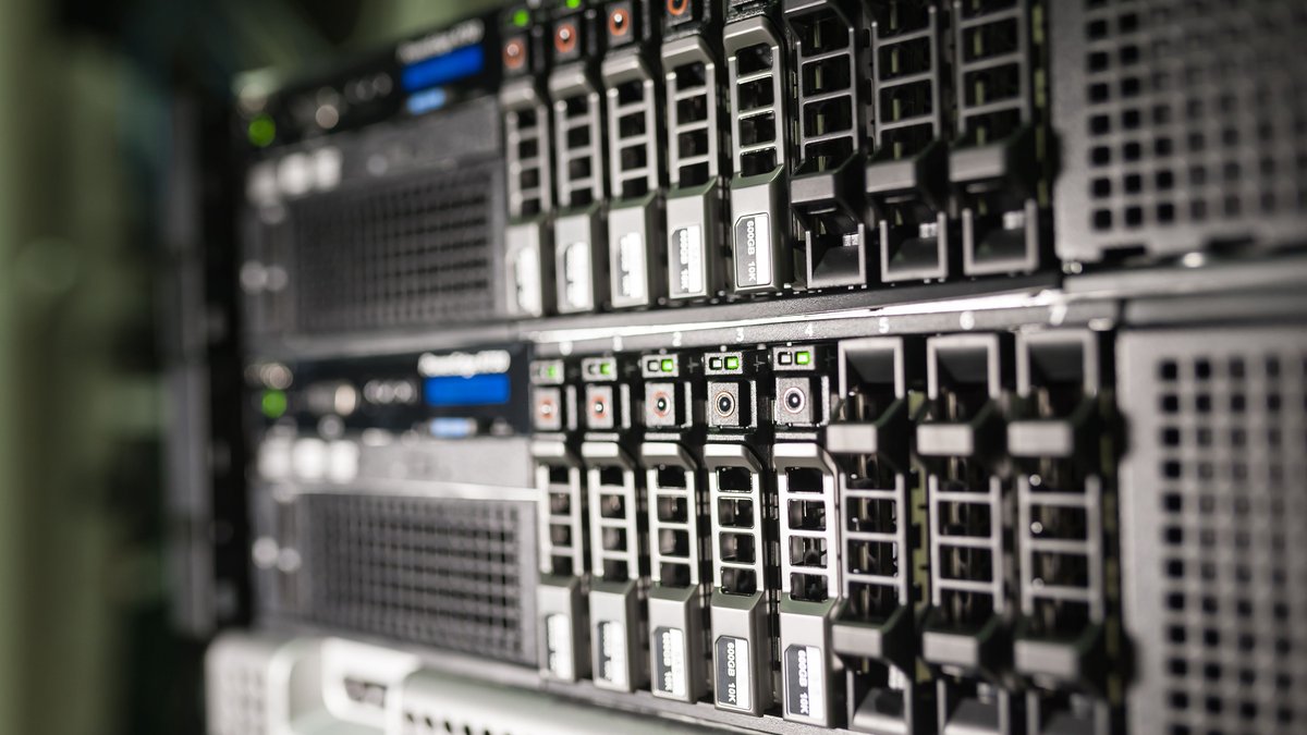 Server racks illustrating digital infrastructure supporting blockchain and cryptocurrency services