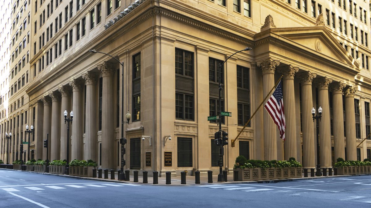 Federal Reserve Bank of Chicago exterior illustrating interest rates, Treasury yields and the October 2026 Fed policy decision